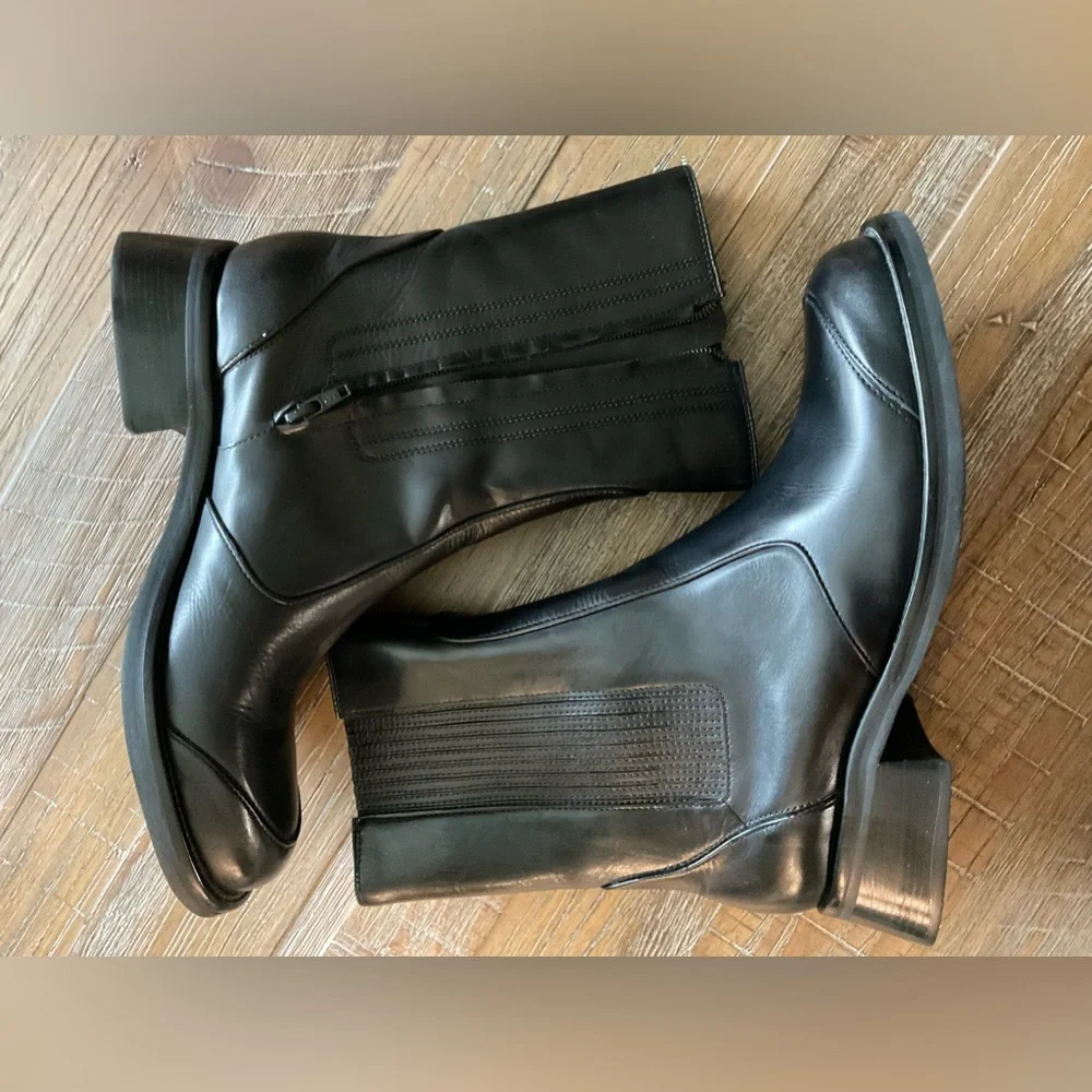 Cole Haan ankle boots size 10.5 black leather combat boot - Picture 3 of 12